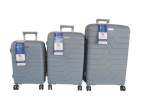 Smte Unbreakable Travel Luggage 3 Piece Suitcases Spinner Grey With Keychain