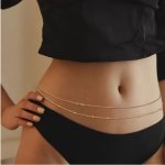 Fashionable Round Bead Chain Double-layer Waist Chain Sexy Beach Body Chain Jewelry For Vacation Wearing For Women