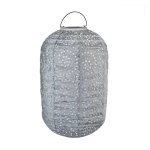 Luna Solar Lampion Pillar With LED 350X220MM - Stone Grey Handmade weather Resistant