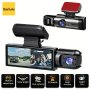 1080P Dual Camera Dash Cam For Cars With Ir Night Vision Loop Recording And Wide Angle Lens - 8.03 Cm Ips Screen