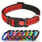 1PC Reflective Dog Collar With Safety Locking Buckle Adjustable Soft Neoprene Padded Breathable Nylon Pet Collar For Small Mediu