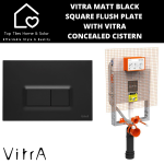 Vitra Matt Black Square Flush Plate With Vitra Concealed Cistern