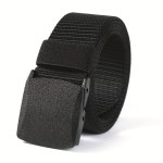 1PC Black Buckle Belt Casual Simple Hiking Waistband Belt For Men Ideal Choice For Gifts