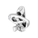 C925-C28198 - 925 Sterling Silver Ballet Dancer Shoes European Charm - Clear Crystal