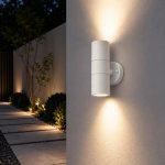 Ellies Ash Series Ac Dual Beam Outdoor Wall Light - GU10 Base White Black - White