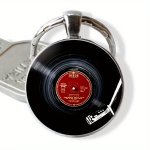 Vintage Vinyl Record Turntable Design Keychain - Alloy Material Retro Music Disc Key Ring For Car Enthusiasts And Music Lovers