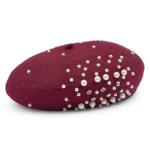 Wine Pearl Bling Beret