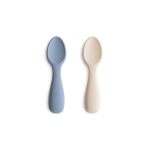 Mushie Silicone Toddler Starter Spoons 2 Pack Tradewinds shifting Sand