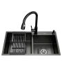 78 Cm Double Bowl Kitchen Sink Stainless Steel Undermount & Drainboard