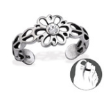 Sandra 925 Sterling Silver Flower With Stone Toe Ring