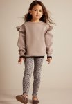 Brushed-inside Leggings - Greige Leopard Print