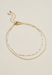 2PK Beaded Necklace - Gold faux Pearl
