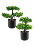 Small Artificial Potted Bonsai Tree - None Green