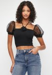Sissy Boy Alsina:halter Seamless Bandeau With Rose Trim - Black