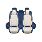 5 Universal Leather Car Seat Covers With Memory Foam Headrests YB-403 White & Blue