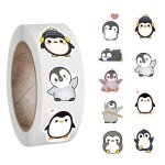 500PCS Cartoon Penguin Stickers Roll Vinyl Stickers Scrapbook Journaling Laptop Bumper Skateboard Water Bottles Computer Phone C