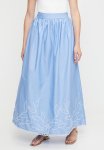 Poplin Skirt With Embroidered Hem - Blue