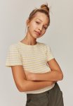 Rib-knit Top - Light Yellow Striped