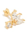 Goldair Gold Plated Sterling Silver Cubic Zirconia Fan Marquise Single Flat Back Stud