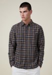 Cotton On Brooklyn Long Sleeve Shirt - Black Oxford Check