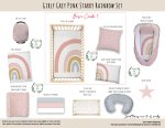 Cot Duvet Bedding Girly Grey Pink Starry Rainbow Set
