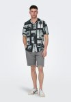 Only & Sons Onsnano Reg Short Sleeve Aop Shirt - Black