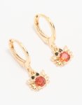 Goldair Gold Red Cubic Zirconia Crab Huggie Drop Earrings