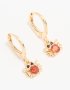 Goldair Gold Red Cubic Zirconia Crab Huggie Drop Earrings