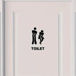 1PC Contemporary Style Toilet Door Sign Sticker Polyester Restroom Decal For Home & Commercial Use Funny Male & Female Icon For 