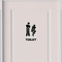 1pc Contemporary Style Toilet Door Sign Sticker Polyester Restroom Decal For Home & Commercial Use Funny Male & Female Icon For Walls & Doors
