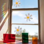 1PC Daisy Flower Rainbow Light Static Cling Window Decal Contemporary Style Pvc Material Self-adhesive Glass Decor Wall Sticker 