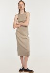 Ribbed Midi Dress - Beige