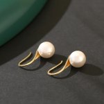 Faux Pearl Decor Hook Earrings Elegant Simple Style Copper Jewelry Daily Wear Accessories Trendy Female Earrings