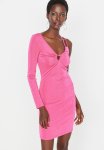Asymmetrical Sleeve MINI Dress - Fuschia