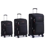Roplus Softside Expandable Luggage With 4 Spinner Wheels Durable Checked-luggage Suitcase Black 3-PIECE Set 21 25 29