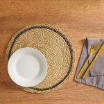 Round Seagrass Placemat Natural And Black
