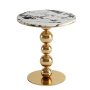 Round Marble Top End Table With Stacked Sphere Pedestal Base