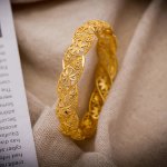 Luxury Style Dubai Hand Jewelry Bride Plated Cuff Bangle Ladies Wedding Bangle