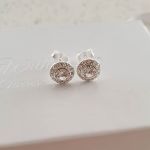 Cara 925 Sterling Silver Crystal Earrings Size 7MM