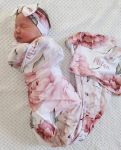 Wrap Set Swaddle Set Pink Peoni White Background