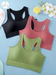 3PCS Sports Bras For Women Breathable Back Yoga Fitness Running Tank Tops Outer Wear Vest