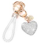 Car Keychain For Women With Rhinestone Heart Shape Bling Girl Cute Keychain For Christmas Personalized Gift A-white