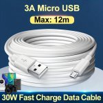 12M USB 2.0 A Male To Micro B Cord USB Micro 3A Fast Charging Data Cable For Samsung Galaxy S7 Edge S6 Note 6 5