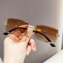 1PAIR Fashion Rectangular Glasses For Men Frameless Cut Edge Retro Y2K Party Festival Accessories