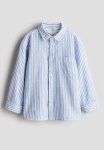 Linen-blend Shirt - Light Blue Striped