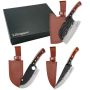 Premium Cleaver Knife Set W/ Genuine Leather Sheath In A Gift Box