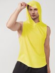 Men's Solid Hooded Tank Top Active Quick Dry Breathable Slightly Stretch Crew Neck Sleeveless Shirt Men's Clothing For Summer Ou
