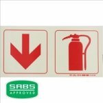 Parrot Photoluminescent 190MM Safety Sign - F13 - Arrow Down + Fire Extinguisher