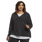 Donnay Plus Size Cut & Sew Hoody With Pocket - Charcoal