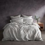 Linen-inspired Crinkle Duvet Cover Set - Grey
